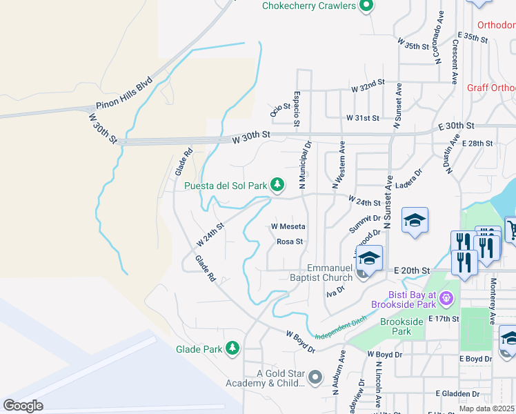 map of restaurants, bars, coffee shops, grocery stores, and more near 705 West 24th Street in Farmington