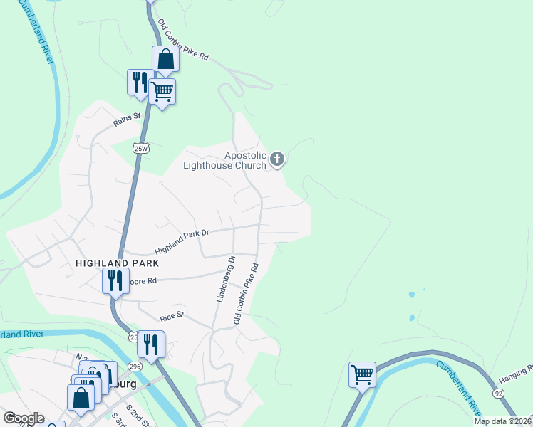 map of restaurants, bars, coffee shops, grocery stores, and more near 980 Old Corbin Pike Road in Williamsburg
