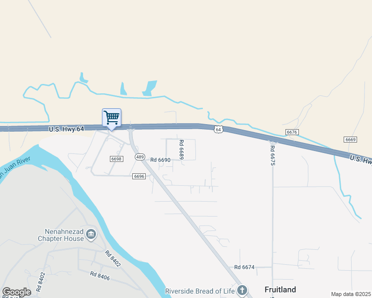map of restaurants, bars, coffee shops, grocery stores, and more near 6 Road 6689 in Kirtland