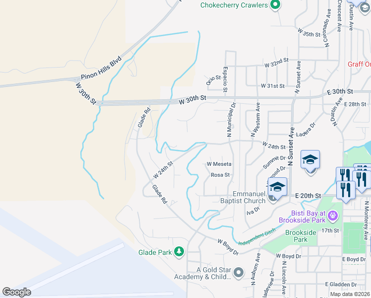 map of restaurants, bars, coffee shops, grocery stores, and more near 800 West 24th Street in Farmington