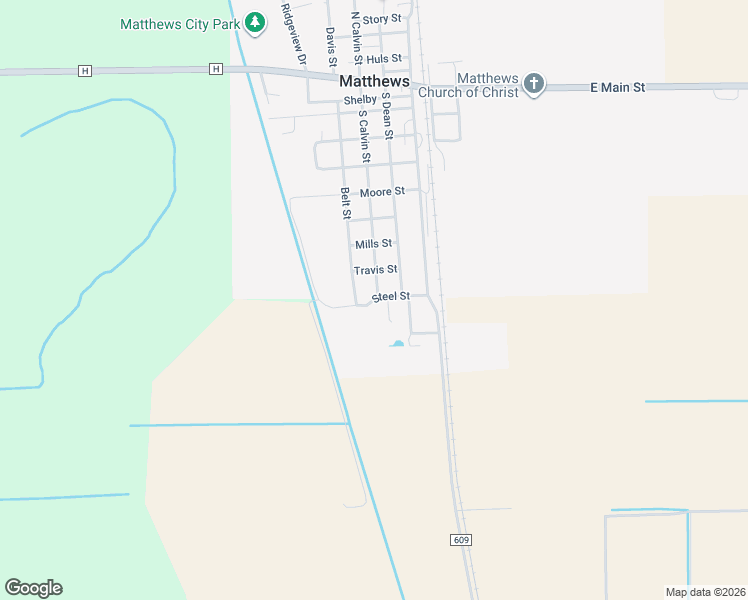 map of restaurants, bars, coffee shops, grocery stores, and more near Steel Street in Matthews