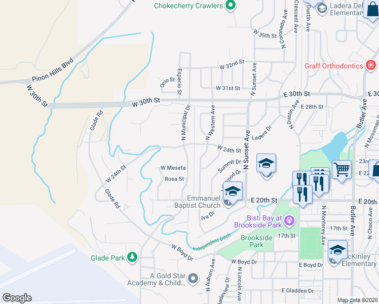 map of restaurants, bars, coffee shops, grocery stores, and more near 2132 North Municipal Drive in Farmington