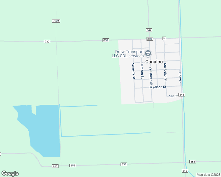 map of restaurants, bars, coffee shops, grocery stores, and more near in Canalou