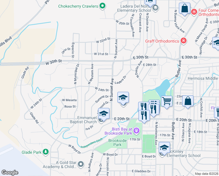 map of restaurants, bars, coffee shops, grocery stores, and more near 200 West 24th Street in Farmington