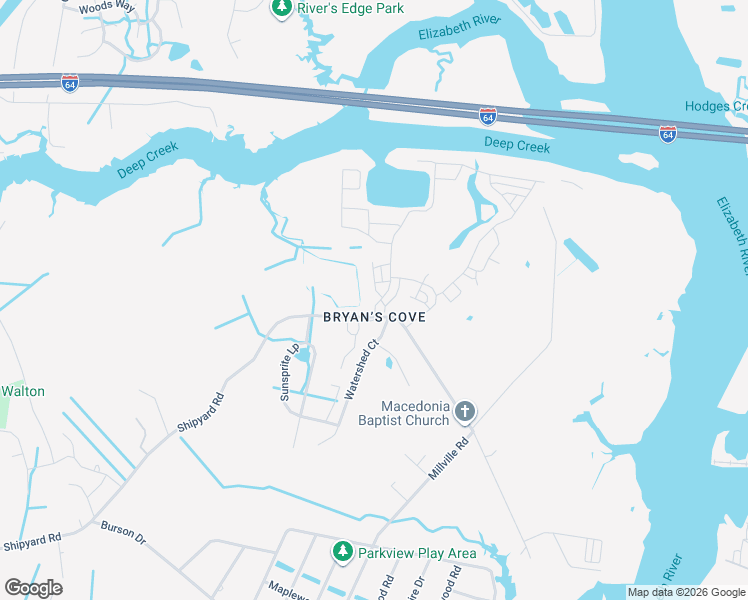 map of restaurants, bars, coffee shops, grocery stores, and more near 1809 Shipyard Road in Chesapeake