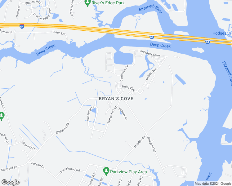 map of restaurants, bars, coffee shops, grocery stores, and more near 902 Centurion Circle in Chesapeake