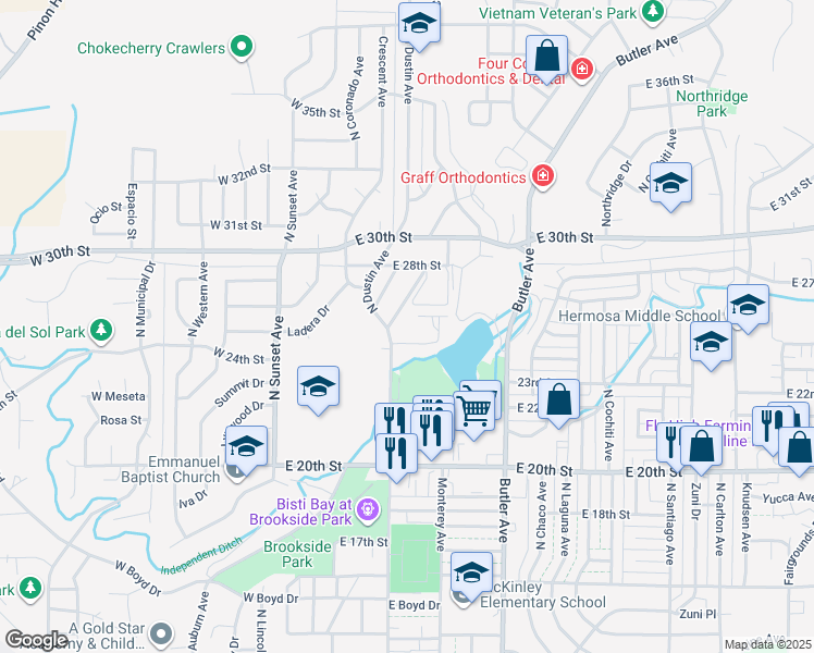 map of restaurants, bars, coffee shops, grocery stores, and more near 2356 North Suntuoso Court in Farmington