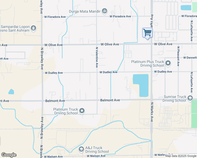 map of restaurants, bars, coffee shops, grocery stores, and more near 1152 North Valentine Avenue in Fresno