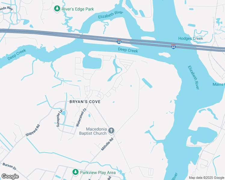 map of restaurants, bars, coffee shops, grocery stores, and more near 1708 Bounty Reach in Chesapeake