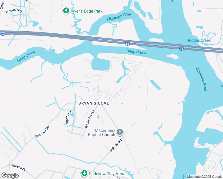 map of restaurants, bars, coffee shops, grocery stores, and more near 1013 Stern Way in Chesapeake