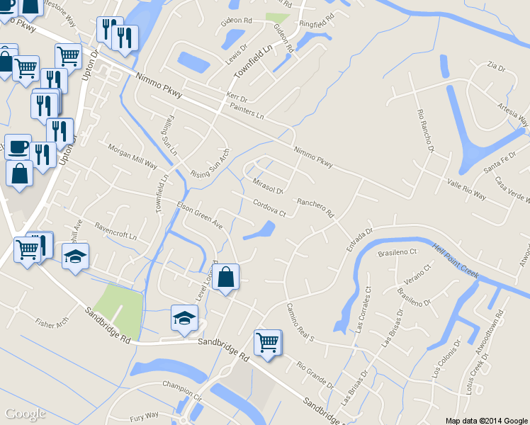 map of restaurants, bars, coffee shops, grocery stores, and more near 1129 Cordova Court in Virginia Beach