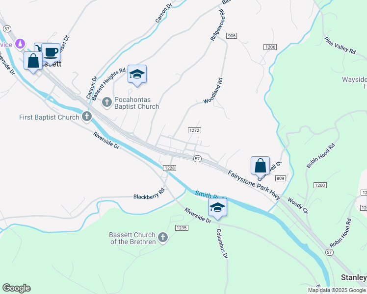 map of restaurants, bars, coffee shops, grocery stores, and more near 35 Linden Road in Bassett