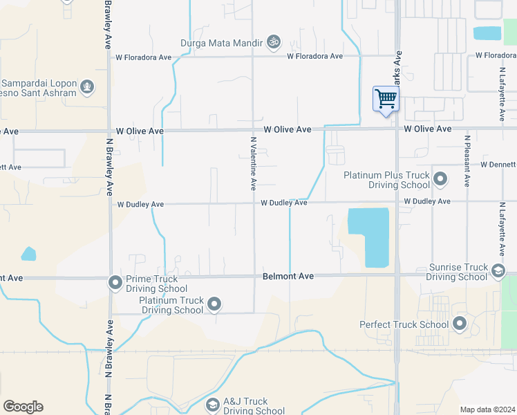 map of restaurants, bars, coffee shops, grocery stores, and more near 1152 North Valentine Avenue in Fresno
