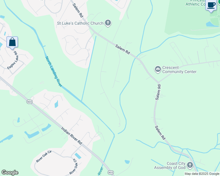 map of restaurants, bars, coffee shops, grocery stores, and more near 2669 Highland Meadows Way in Virginia Beach