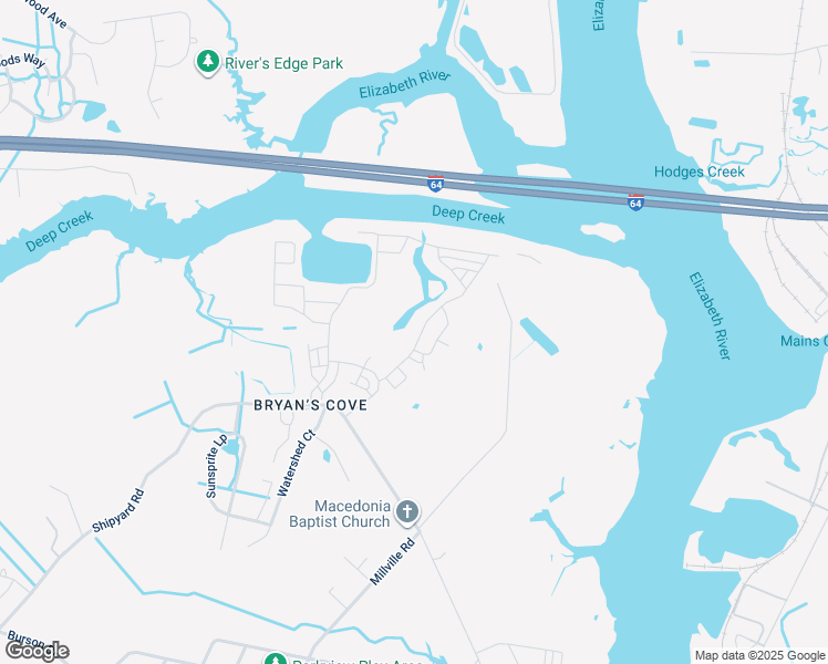 map of restaurants, bars, coffee shops, grocery stores, and more near 948 Gabion Way in Chesapeake