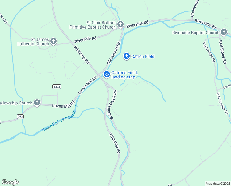 map of restaurants, bars, coffee shops, grocery stores, and more near 176 Saint Clairs Creek Road in Chilhowie