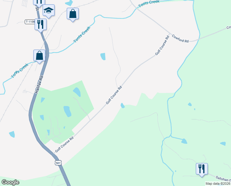 map of restaurants, bars, coffee shops, grocery stores, and more near 1172 Golf Course Rd in Halifax