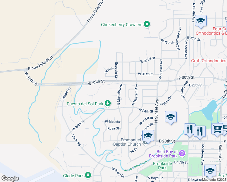 map of restaurants, bars, coffee shops, grocery stores, and more near 701 West 27th Street in Farmington