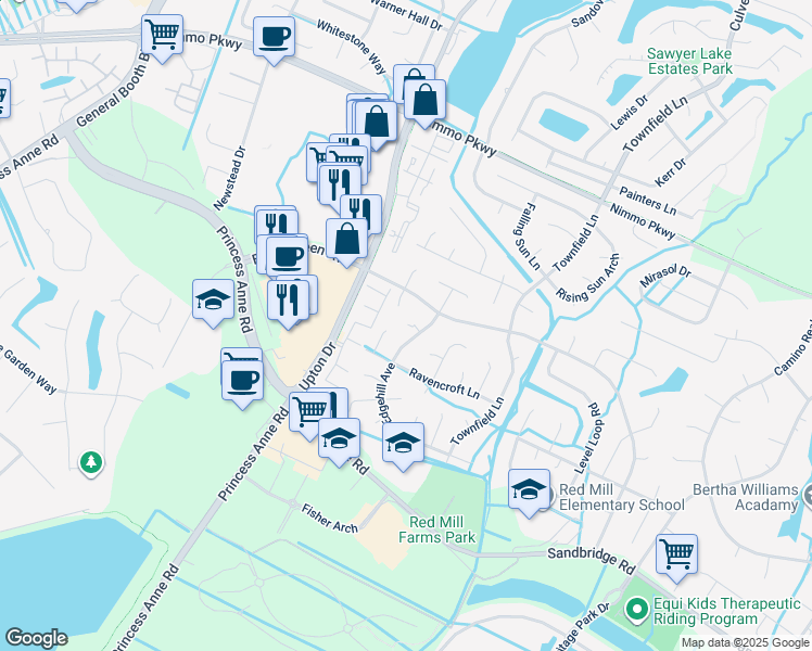 map of restaurants, bars, coffee shops, grocery stores, and more near 2529 Edgehill Avenue in Virginia Beach
