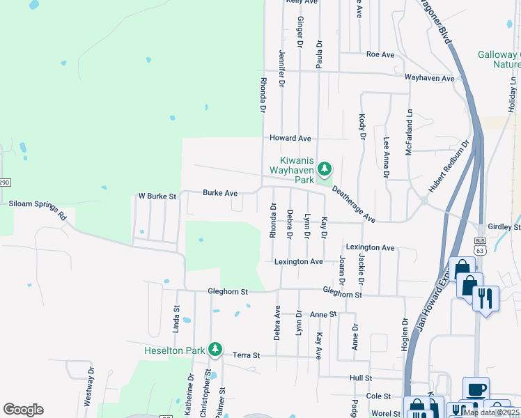 map of restaurants, bars, coffee shops, grocery stores, and more near 2307 Rhonda Drive in West Plains