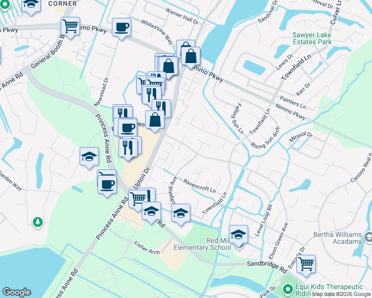 map of restaurants, bars, coffee shops, grocery stores, and more near 2521 Edgehill Avenue in Virginia Beach