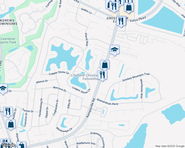 map of restaurants, bars, coffee shops, grocery stores, and more near 1112 Alexandria Lane in Chesapeake