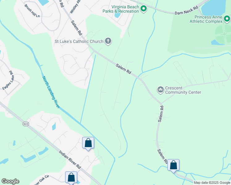 map of restaurants, bars, coffee shops, grocery stores, and more near 2641 Highland Meadows Way in Virginia Beach