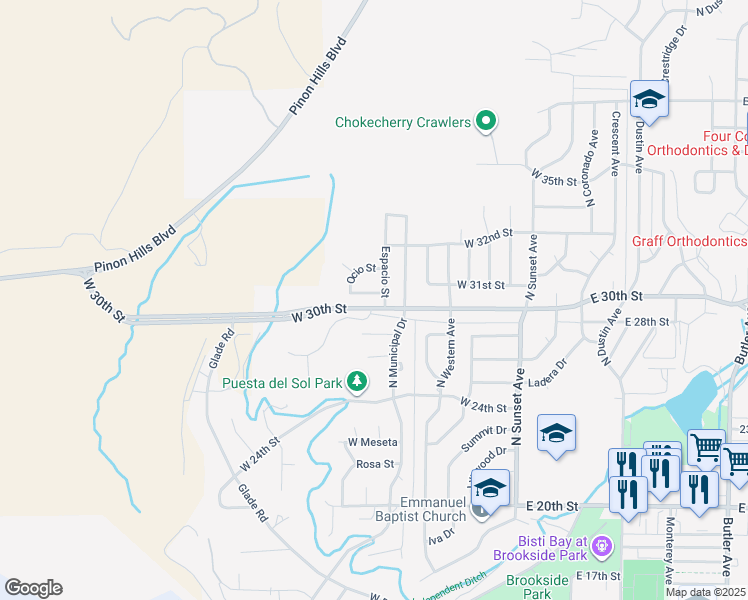 map of restaurants, bars, coffee shops, grocery stores, and more near 703 West 31st Street in Farmington