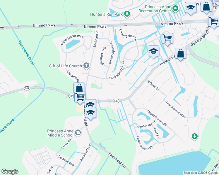 map of restaurants, bars, coffee shops, grocery stores, and more near 1700 Grindstone Court in Virginia Beach