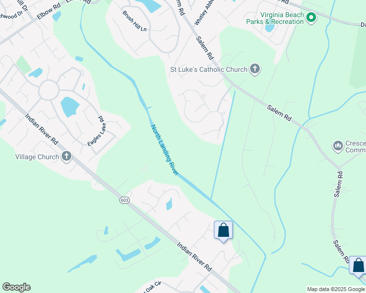 map of restaurants, bars, coffee shops, grocery stores, and more near 2420 Lily Loch Court in Virginia Beach