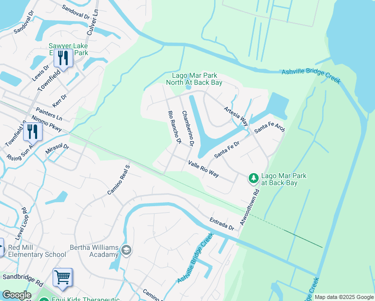 map of restaurants, bars, coffee shops, grocery stores, and more near 2281 Rio Rancho Drive in Virginia Beach