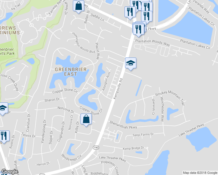 map of restaurants, bars, coffee shops, grocery stores, and more near 1112 Alexandria Ln in Chesapeake