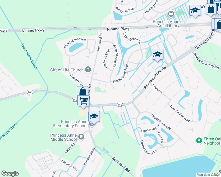 map of restaurants, bars, coffee shops, grocery stores, and more near 1700 Grindstone Court in Virginia Beach