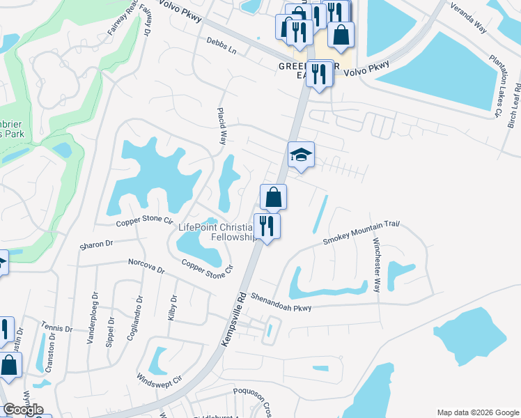 map of restaurants, bars, coffee shops, grocery stores, and more near 1112 Alexandria Lane in Chesapeake