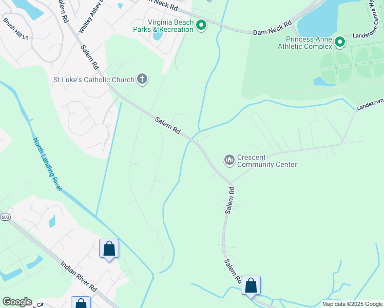 map of restaurants, bars, coffee shops, grocery stores, and more near 2409 Salem Road in Virginia Beach