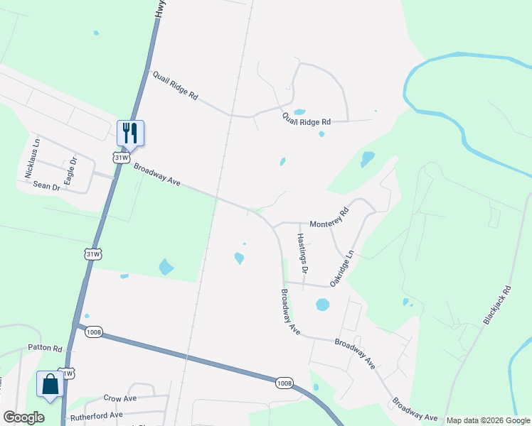 map of restaurants, bars, coffee shops, grocery stores, and more near 401-421 Broadway in Franklin