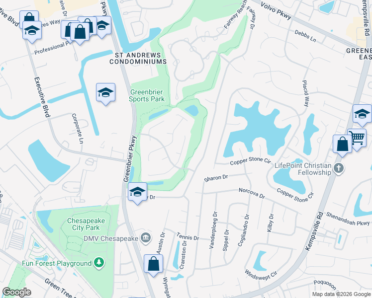 map of restaurants, bars, coffee shops, grocery stores, and more near 1013 Woodsmans Reach in Chesapeake