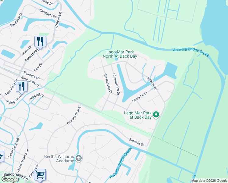 map of restaurants, bars, coffee shops, grocery stores, and more near 2276 Rio Rancho Drive in Virginia Beach