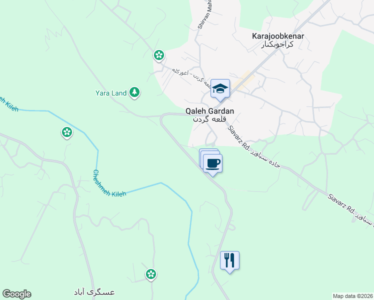 map of restaurants, bars, coffee shops, grocery stores, and more near کایت1 in Qaleh Gardan