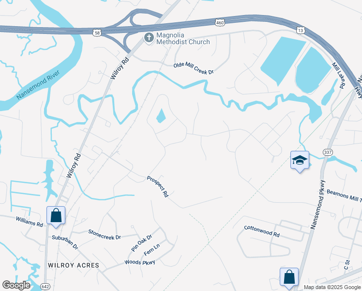 map of restaurants, bars, coffee shops, grocery stores, and more near 4012 Ravine Gap Drive in Suffolk