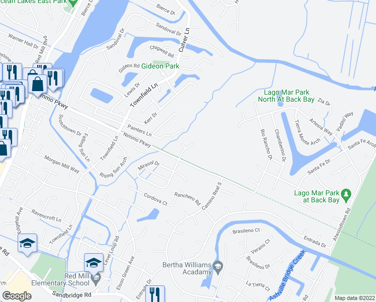 map of restaurants, bars, coffee shops, grocery stores, and more near 2324 Talvera Place in Virginia Beach