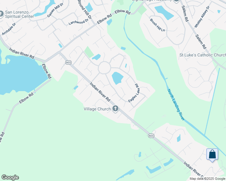 map of restaurants, bars, coffee shops, grocery stores, and more near 2664 Eagles Lake Road in Virginia Beach