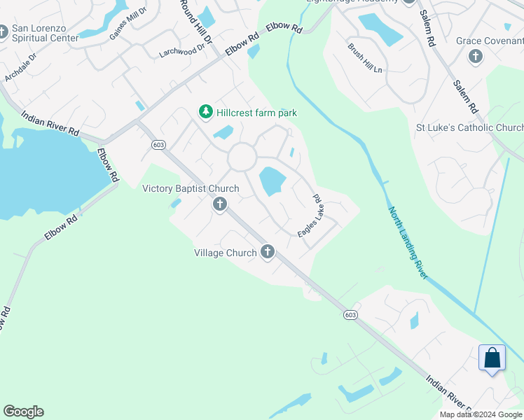 map of restaurants, bars, coffee shops, grocery stores, and more near 2664 Eagles Lake Road in Virginia Beach