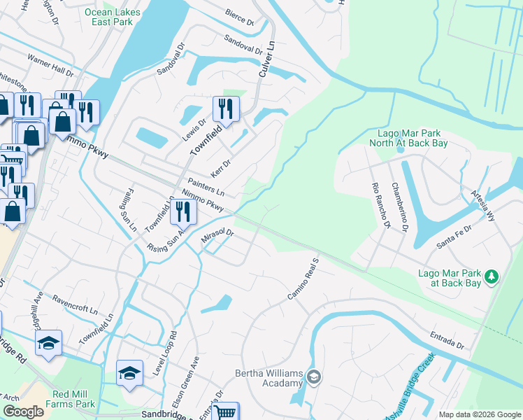 map of restaurants, bars, coffee shops, grocery stores, and more near 1009 Sedona Circle in Virginia Beach