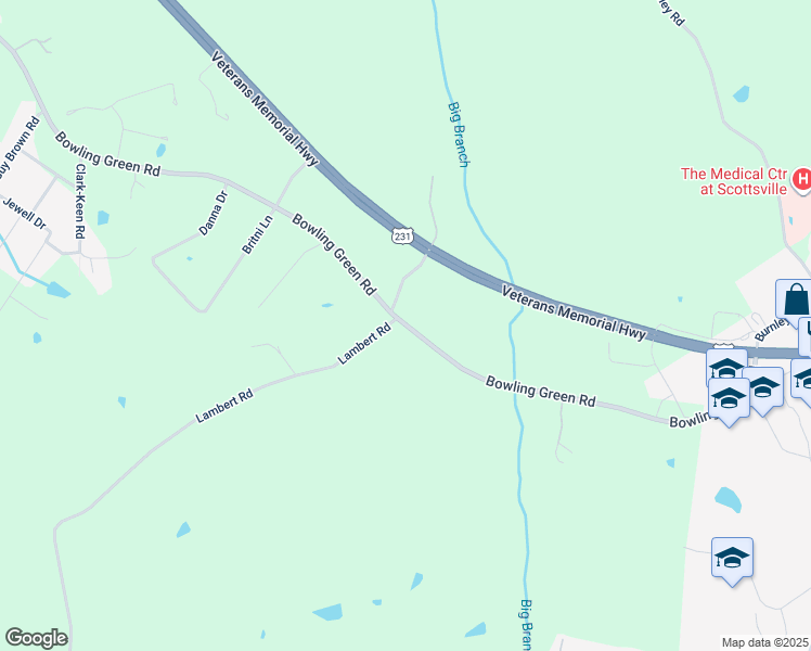 map of restaurants, bars, coffee shops, grocery stores, and more near 2092-2102 Bowling Green Road in Scottsville