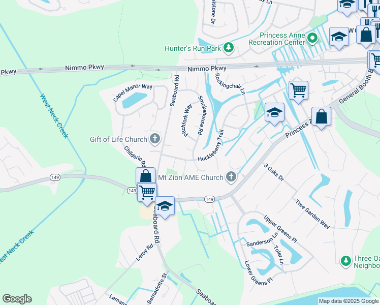 map of restaurants, bars, coffee shops, grocery stores, and more near 1701 Cornsilk Circle in Virginia Beach