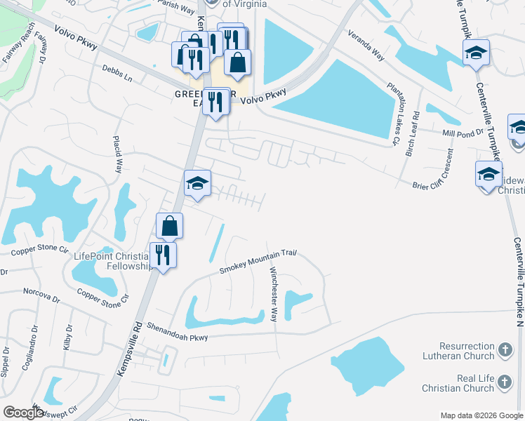 map of restaurants, bars, coffee shops, grocery stores, and more near 1209 Chandon Drive in Chesapeake