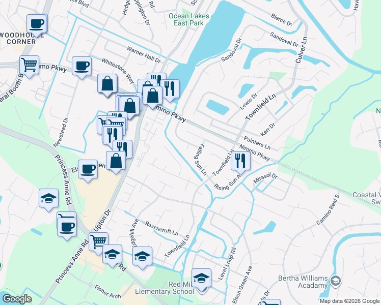 map of restaurants, bars, coffee shops, grocery stores, and more near 2409 Ravenel Court in Virginia Beach