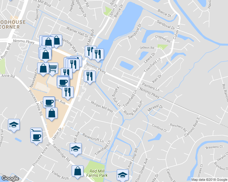 map of restaurants, bars, coffee shops, grocery stores, and more near 2397 Scotchtown Drive in Virginia Beach