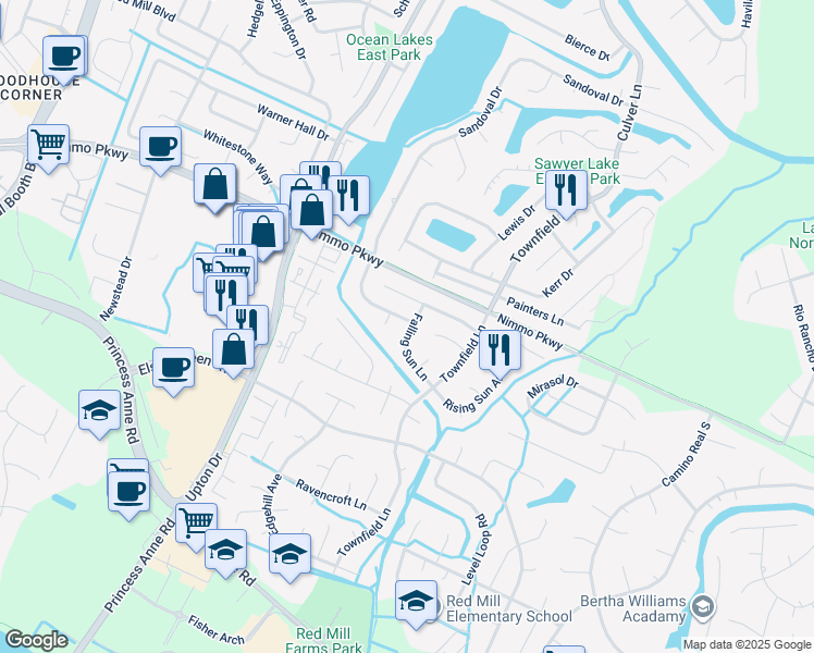 map of restaurants, bars, coffee shops, grocery stores, and more near 2397 Scotchtown Drive in Virginia Beach